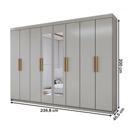 Guarda-roupa Casal Aurora 8 Portas 4 Gavetas com Espelho Taupé - Panorama Móveis - 4