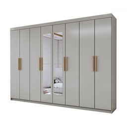 Guarda-roupa Casal Aurora 8 Portas 4 Gavetas com Espelho Taupé - Panorama Móveis - 3