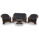 Ver imagem 1 de Conjunto de Sofá Fibra Sintética Melo - 1 Sofá 2 L + 2 Poltronas + 1 Mesa Centro - Tecido Duna Preto