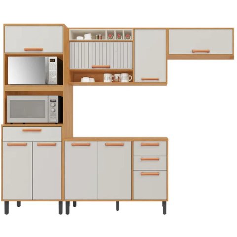 Cozinha Compacta 4 Peças 9 Portas 3 Gavetas com Tampo Itatiaia Napoles