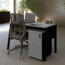 Ver imagem 7 de Mesa Escrivaninha 120cm x 60cm Tampo Chanfrado e Gaveteiro Móvel com 4 Gavetas F5 Office Cor:Cinza