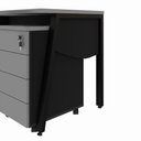 Ver imagem 5 de Mesa Escrivaninha 120cm x 60cm Tampo Chanfrado e Gaveteiro Móvel com 4 Gavetas F5 Office Cor:Cinza