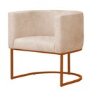 Ver imagem 3 de Kit 2 Poltronas Reforçada Decorativa Sala Gabriela Base Ferro Bronze Suede Bege