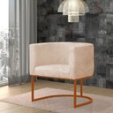 Ver imagem 2 de Kit 2 Poltronas Reforçada Decorativa Sala Gabriela Base Ferro Bronze Suede Bege