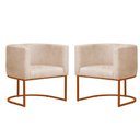 Ver imagem 1 de Kit 2 Poltronas Reforçada Decorativa Sala Gabriela Base Ferro Bronze Suede Bege