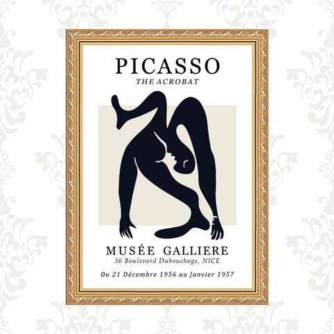 Quadro Moldura Dourada Picasso - The Acrobat 24x18cm:com Acetato