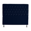 Ver imagem 3 de Kit de Quarto Cabeceira de Cama Box e Calçadeira Baú Bella Casall Queen 160 Cm Suede Botão Strass Az
