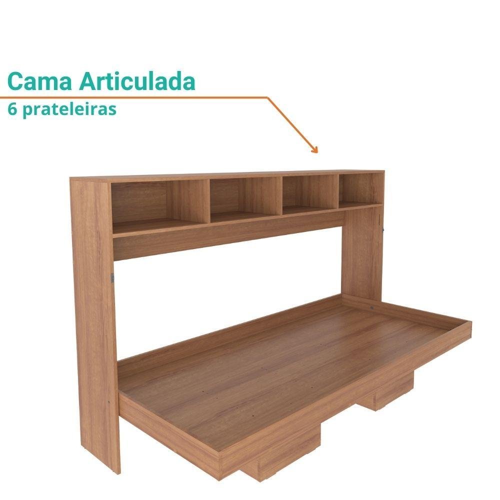 Cama de Solteiro Articulada Dobrável Flex Horizontal com 6 Nichos Cm8020 Tecnomobili Amêndoa - 4