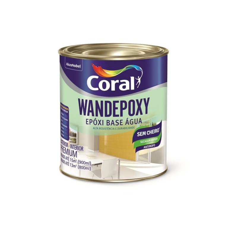 Coral Wandepoxy Esmalte Brilhante Base Água 0,9 l Branco Neve