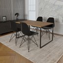 Ver imagem 1 de Mesa Industrial Base Ferro Preto 137x75 Tampo Amêndoa 4 Cadeiras Eiffel Ferro Preto Assento Preto