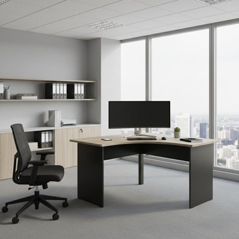 Mesa Escrivaninha em L New City Web Office Calvi/Preto 120x120cm
