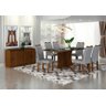 Conjunto Sala de Jantar Clara Mesa Braúna/Preto 1,60m C/ 6 Cadeiras Linho Cinza Moveis Leifer Braúna - 1