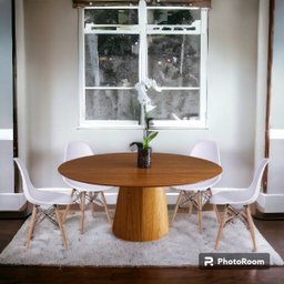 Conjunto Mesa de Jantar Cone Oval 160x90 cm Freijó + 4 Cadeiras Eames Dkr Wood Branca Personal Decor - 2