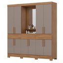 Ver imagem 1 de Guarda Roupa Casal Daniel 10 Portas 3 Gavetas com Espelho e Pés em Abs Nature Avelã - Henn - Briz
