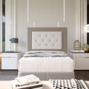 Ver imagem 2 de Cabeceira Solteiro 0,90m Havana Suede Bege com Corino Branco - Pallazio