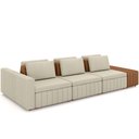 Ver imagem 1 de Sofá Ilha com Puff para Sala Living 335cm Amber M03 Linho Cru Couríssimo Whisky - Lyam Decor