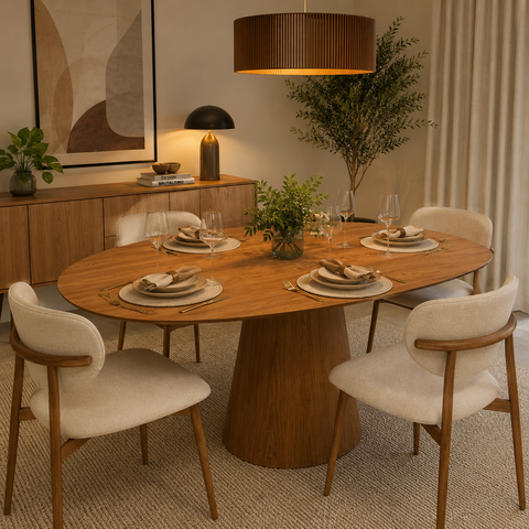 Mesa de Jantar Orgânica Eclat Freijó Base Cone 160x90cm