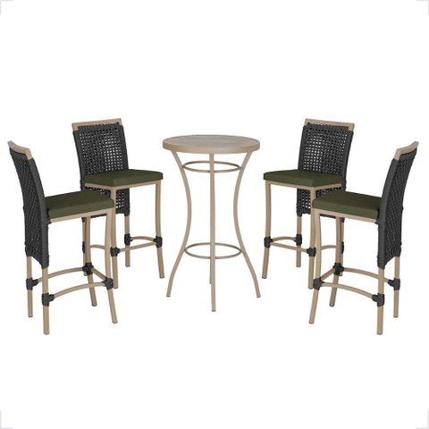 Mesa Bistro e 4 Banquetas Roma Fendi Corda Náutica 12 Trama Original
