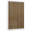 Ver imagem 1 de Guarda Roupa Solteiro 135cm 4 Portas 4 Gavetas Taiga Branco/avelã L01 - Mpozenato
