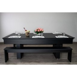 Mesa de Sinuca e Jantar com 2 Bancos - 2,00x1,10 - Azul Petróleo - 3