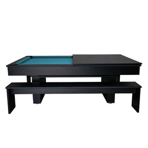 Mesa de Sinuca e Jantar com 2 Bancos - 2,00x1,10 - Azul Petróleo