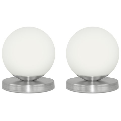Kit 2 Luminárias de mesa Globo Orby Escovado Base Redonda