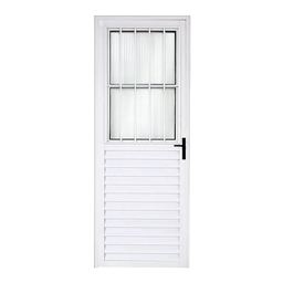 Porta de Alumínio Postigo Vidro Canelado Lado Esquerdo 210x80 Branco WM Esquadrias - 3 Porta de Alumínio Postigo Vidro Canelado Lado Esquerdo 210x80 Branco WM Esquadrias - 3
