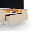 Ver imagem 7 de Rack para TV até 75 Polegadas com LED e Pés Dourados MDF 180cm Brasilia Off White e Marrom