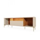 Ver imagem 4 de Rack para TV até 75 Polegadas com LED e Pés Dourados MDF 180cm Brasilia Off White e Marrom