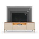 Ver imagem 6 de Rack para TV até 75 Polegadas com LED e Pés Dourados MDF 180cm Brasilia Off White e Marrom