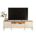 Ver imagem 2 de Rack para TV até 75 Polegadas com LED e Pés Dourados MDF 180cm Brasilia Off White e Marrom