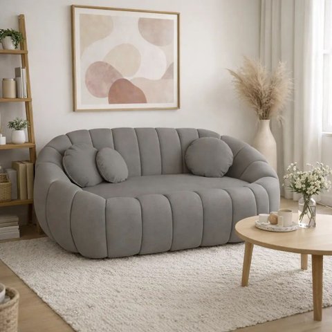 Namoradeira Concha Decorativa 190cm Sala Suede:cinza/liso