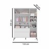 Jogo de Quarto Melinda Branco 100% Mdf Guarda-roupa 3 Portas e 2 Gavetas + Cômoda 3 Gavetas e 1 Port - 2