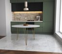 Ver imagem 1 de Mesa de Jantar Redonda 110cm Branco Clips 3 Pés Ferro Dourado