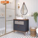 Ver imagem 2 de Gabinete para Banheiro 60 Cm 100% Mdf 1 Gaveta 1 Porta Basculante Veneto Mgm Móveis Titânio/freijo