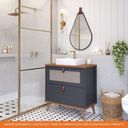 Ver imagem 5 de Gabinete para Banheiro 60 Cm 100% Mdf 1 Gaveta 1 Porta Basculante Veneto Mgm Móveis Titânio/freijo