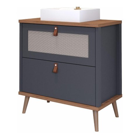 Gabinete para Banheiro 60 Cm 100% Mdf 1 Gaveta 1 Porta Basculante Veneto Mgm Móveis Titânio/freijo