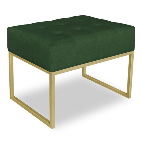 Puff Lisa Suede Base Metálica Industrial Dourado Verde