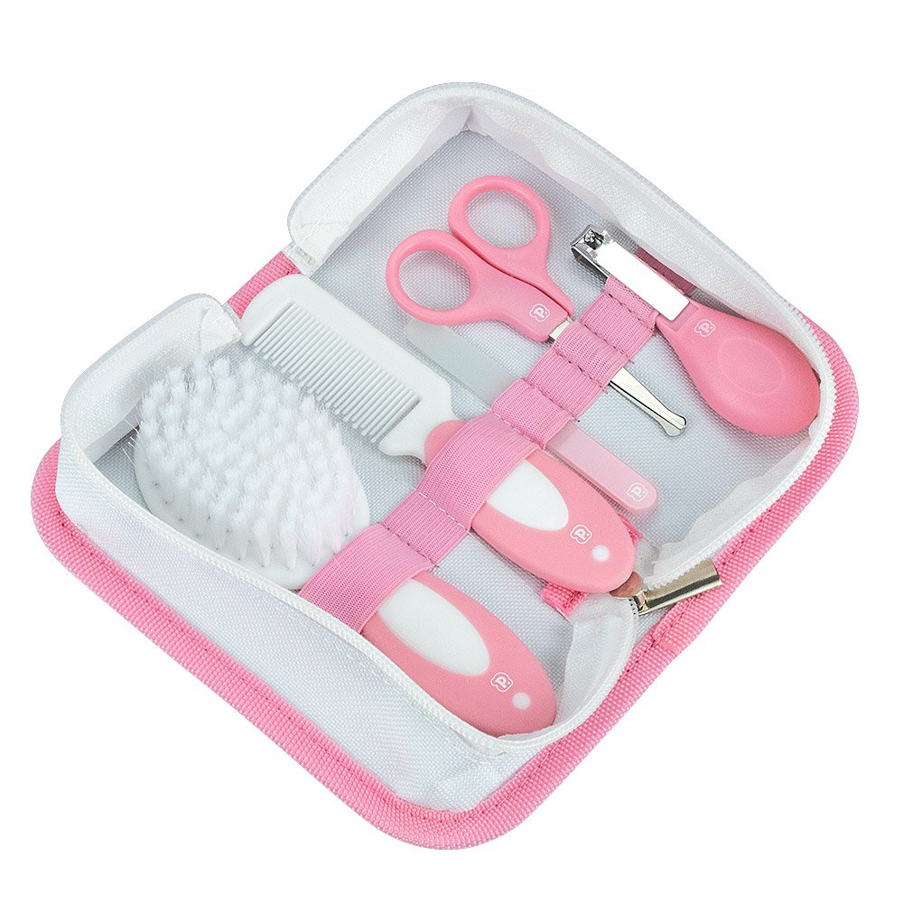 Kit Higiene para Bebê 5 Pçs C/ Nécessaire Rosa - Pimpolho:rosa