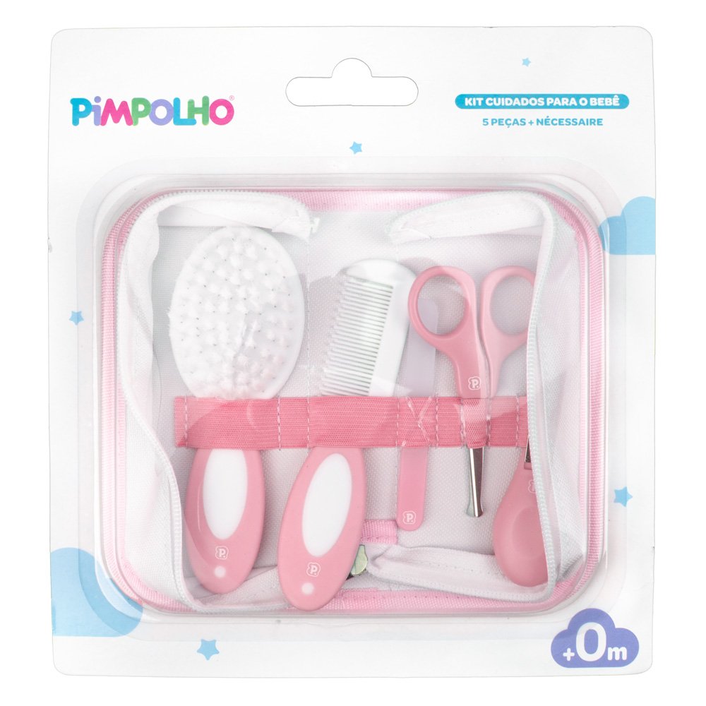 Kit Higiene para Bebê 5 Pçs C/ Nécessaire Rosa - Pimpolho:rosa - 4