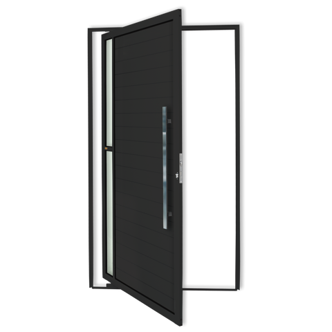 Porta Pivotante Alumínio Lambril Visione c/Puxador D.Preto 100 Brimak