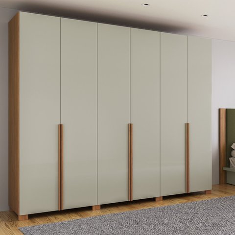 Roupeiro 232x136x61 cm com 3 Portas Marrom/Freijó Madeirado