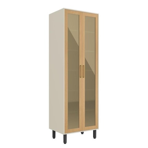 Cristaleira com 2 Portas de Vidro Nogal Bossa Nova Bertolini
