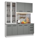Ver imagem 7 de Armário de Cozinha Compacta 190cm com Cristaleira Agata Madesa Branco Cinza