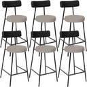 Ver imagem 1 de Kit 06 Banquetas Baixa Cozinha Sala Jantar Bancada Milão L02 Couríssimo Preto Linho Bege - lyam deco