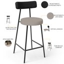 Ver imagem 4 de Kit 06 Banquetas Baixa Cozinha Sala Jantar Bancada Milão L02 Couríssimo Preto Linho Bege - lyam deco