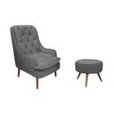 Ver imagem 1 de Kit Poltrona Lille e Puff Suede Grafite - Dominic Decor