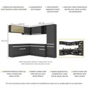 Ver imagem 4 de Armário de Cozinha Completa de Canto com Rodapé Veneza Multimóveis MP2100.898 Preto/Branco
