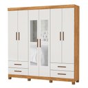 Ver imagem 3 de Guarda-roupa Casal Genova 6 Portas 4 Gavetas com Espelho 22111 Cinamomo/off White - Carioca Móveis