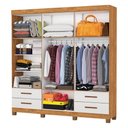 Ver imagem 4 de Guarda-roupa Casal Genova 6 Portas 4 Gavetas com Espelho 22111 Cinamomo/off White - Carioca Móveis